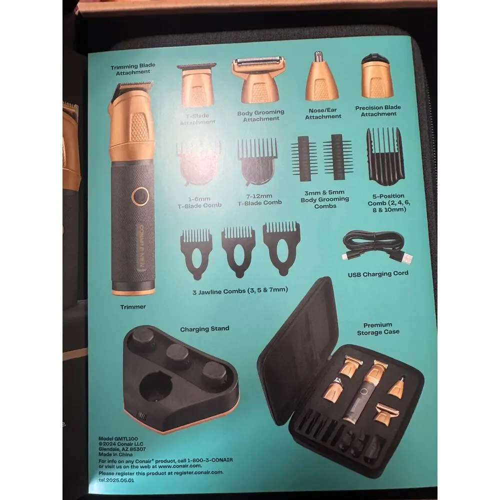ConairMen GMTL100 Elite All-in-One Titanium Grooming Trimmer Kit New IN BOX